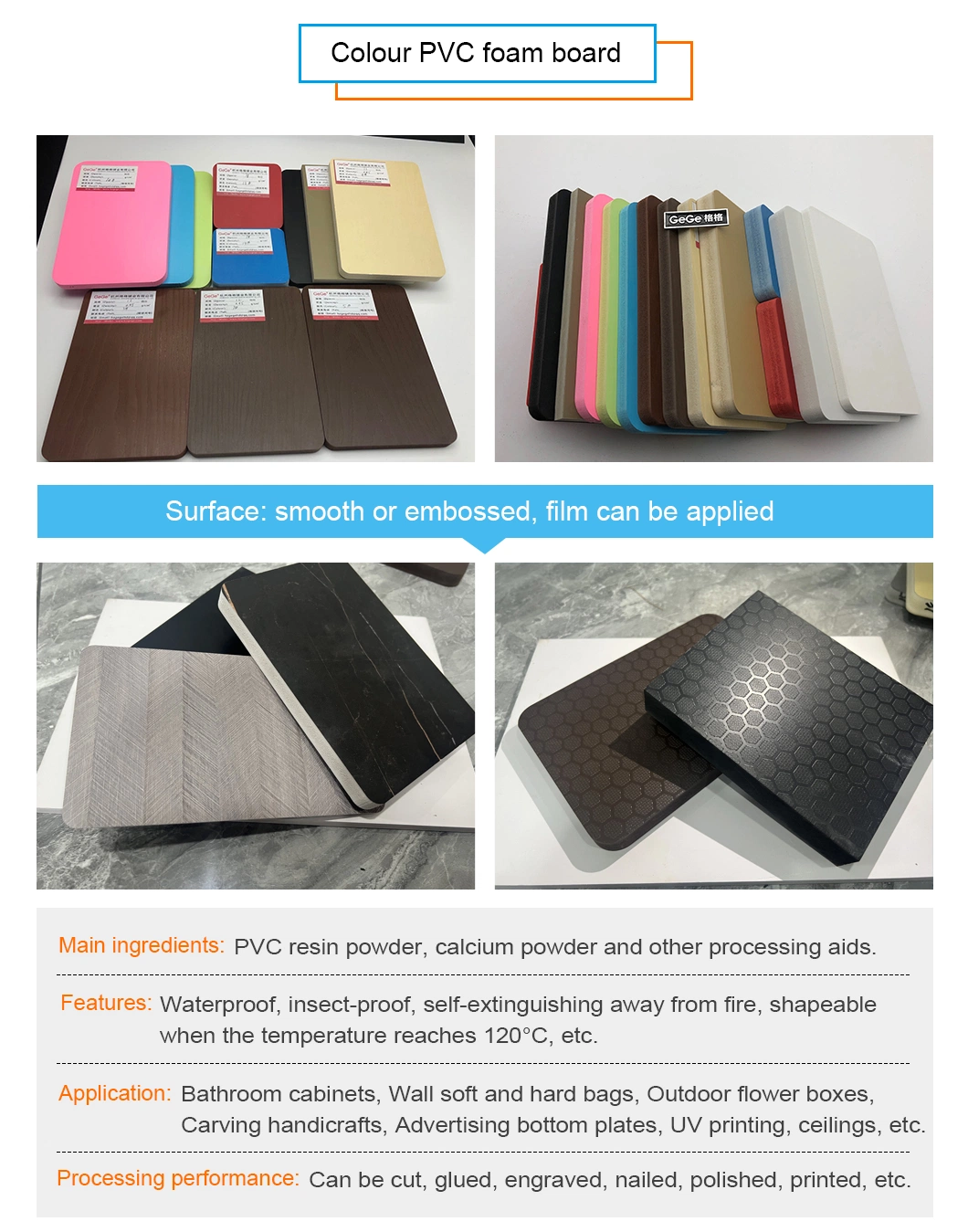 PVC Foam Board Waterproof and Fireproof Factory Direct Sales Building Material